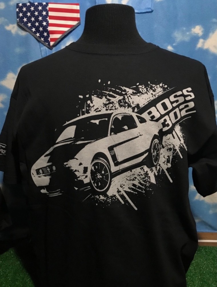 FORD Mustang Boss 302 Shirt Black NWOT Large T-shirt Anvil C34