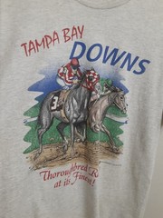 90’s Tampa Bay Downs Horse Racing T-Shirt Grey Medium