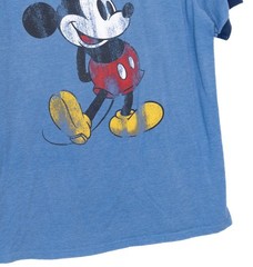 Vintage Blue Size M Mickey Mouse Graphic T-Shirt With Contrast Collar Mens