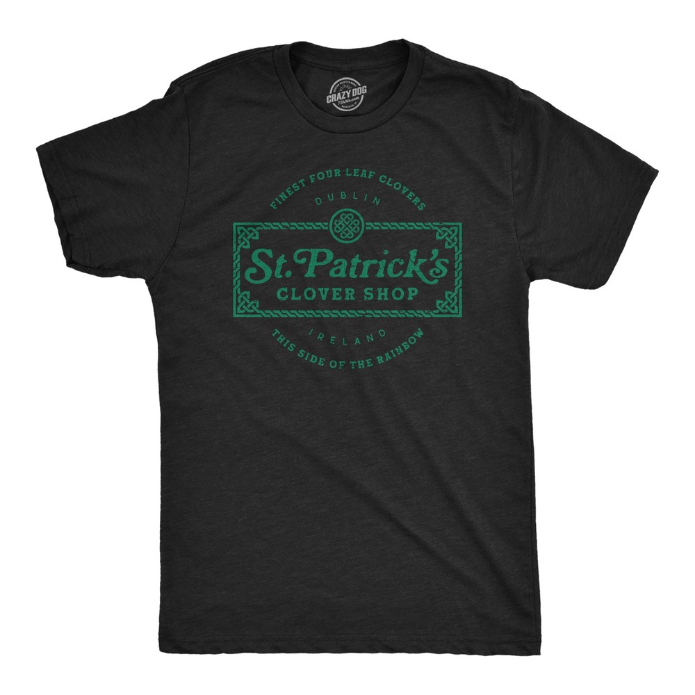 Mens St. Patricks Clover Shop T Shirt Funny Saint Paddy’s Day Parade Graphic