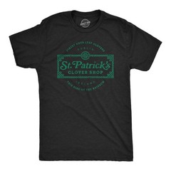 Mens St. Patricks Clover Shop T Shirt Funny Saint Paddy’s Day Parade Graphic