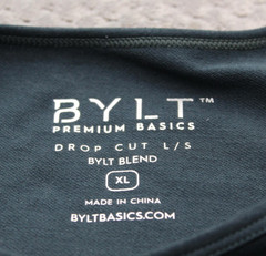 BYLT Shirt Mens XL Green Blue Drop Cut Long Sleeve BYLT Blend Basics Stretch Tee