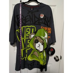Rebellious Culture Men’s T-Shirt Sz 3X Never Give Up Legend Neon Green Bear NWT