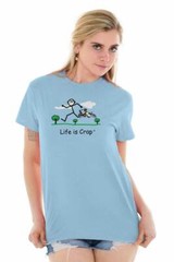 Life is Crap Dog Chasing Runner Unlucky Gift Mens Short Sleeve Crewneck Tee