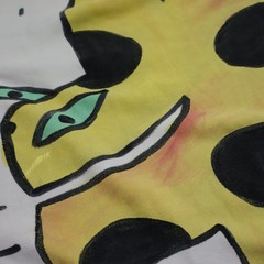 Vintage Bill Gian Hand Painted Wearable Art Shirt 1987 Oversized Dinosaur Crown