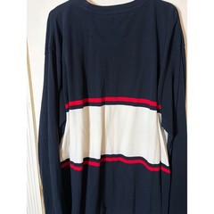 Chaps Ralph Lauren Mens XXL Long Sleeve Shirt Navy Blue White Red Colorblock TEE