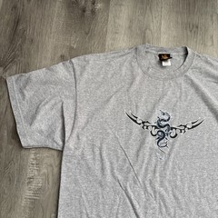 Year Of The Dragon Shirt Mens 2XL Gray Tribal Dragon Tattoo Graphic Tee
