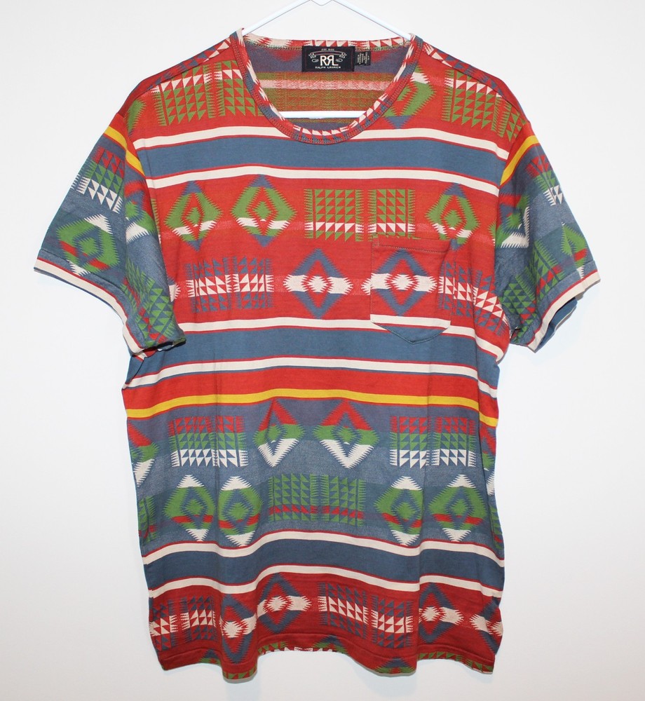 RRL Southwestern Pocket Tee T-Shirt Aztec NWOT Crewneck Short Sleeve Men Large
