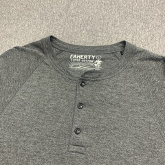 Faherty Cloud Cotton PIMA COTTON Henley Shirt Men’s Gray Long Sleeve – Size L