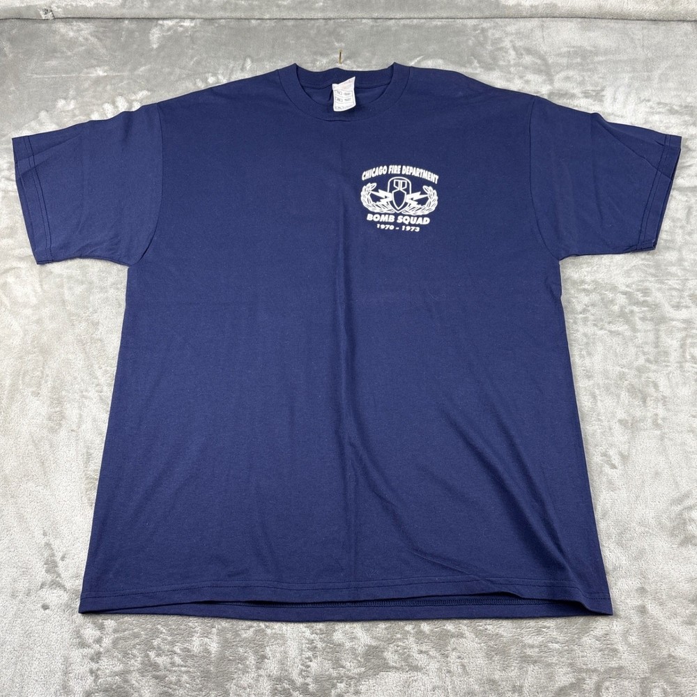 Fruit of the Loom Collectable Fire Department Bomb Squad Navy Graphic T-Shirt XL