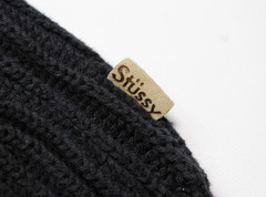 VTG STUSSY ~CARDIGAN~ RIBBED KNIT SWEATER L mock/shawl/neck/military/tour/gauge