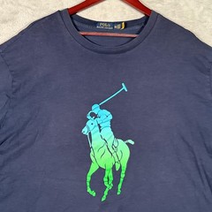 Polo Ralph Lauren Shirt Mens 2XB 2XL Big Blue Neon Big Pony Graphic Logo Tee