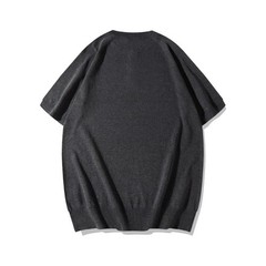 Knitted Henry Collar T-Shirt Men Summer Fashionable Short-Sleeved Top