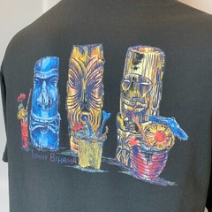 Tommy Bahama Shirt Mens Extra Large Black Short Sleeve Crew Neck Tiki Drinks