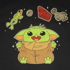 Star Wars Mandalorian Baby Yoda Mens Black T-Shirt Size Small Pre-washed