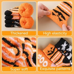 4X Thicker Halloween Fuzzy Socks for Women Cozy Fluffy Warm Soft Socks for Fa…