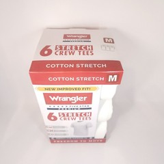 Wrangler Men Cotton Stretch Crew Neck Undershirts White Soft T-Shirts 6-Pack M