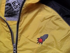 XL Tag Fit Size 3XL Vintage Rocket Racing Yellow Black Hooded Jacket