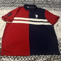 Vintage Y2K Polo Association Polo Shirt Cotton Red Blue No. 3 USPA Big Horse 2XL
