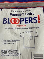 Vintage 1994 Bloopers Pocket T-Shirt Size 2XL Blue Made In USA Irregular