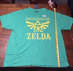 The Legend of Zelda Size 2XL Green Shirt Gold Triforce Nintendo Seal Sticker NEW