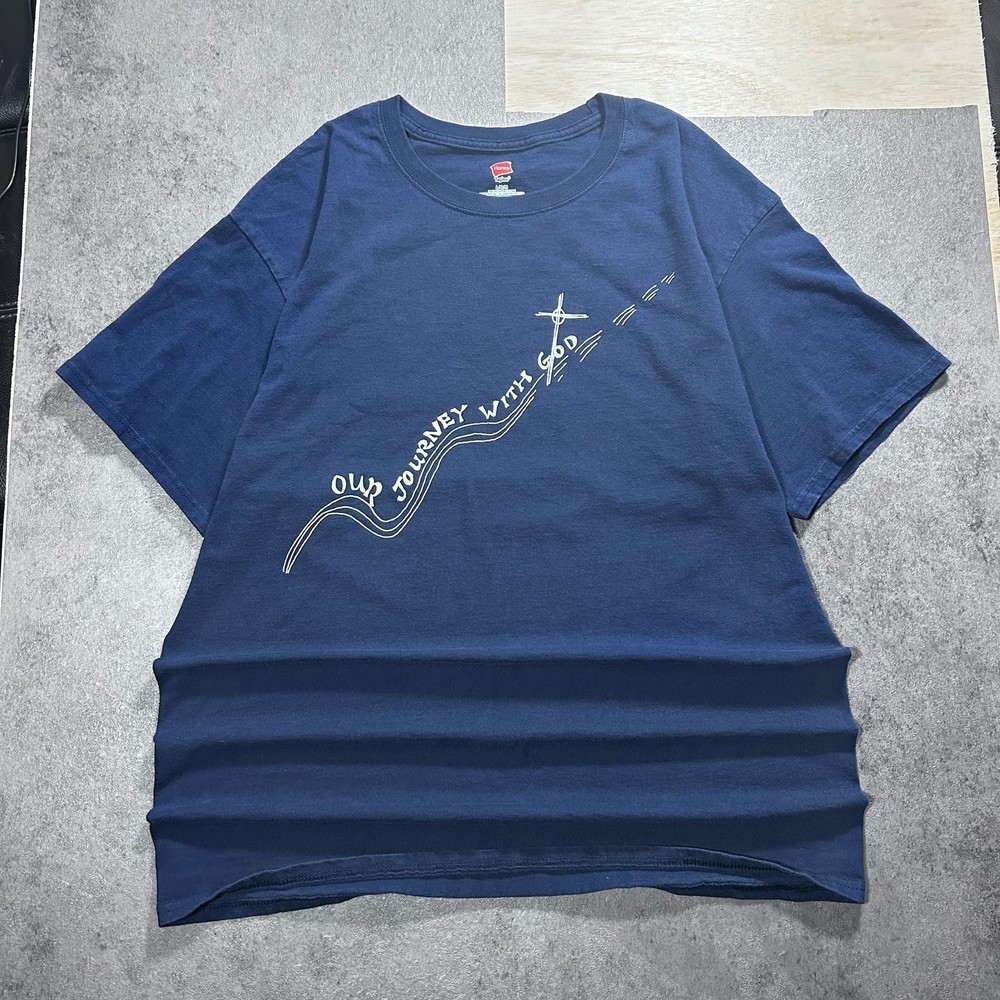 Hanes Tagless Villanova Retreat Our Journey With God Navy T-Shirt Size Large
