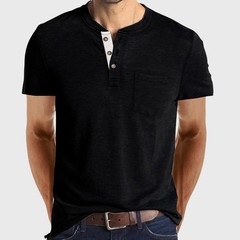 Mens Short Sleeve Henley T Shirt Tops Grandad Button Neck Casual Tee Shirts Tops