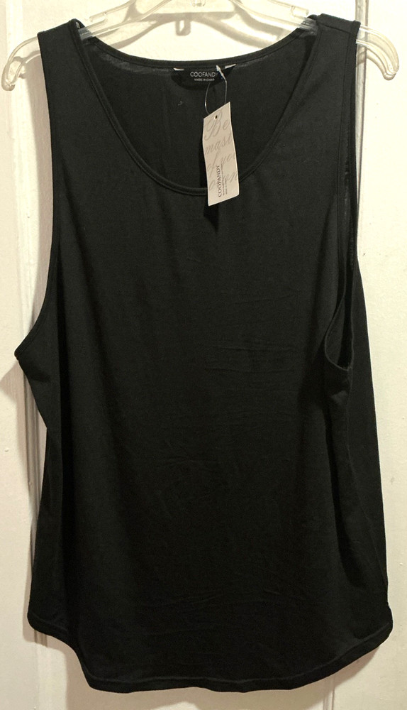 Coofandy Sleeveless Tank Top Shirt Black Size L NWT