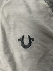True Religion Men’s White/Gray Colorblock Raglan Henley Knit T-Shirt XL