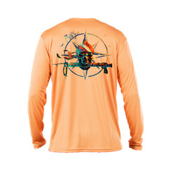 Sea Fear Men’s 50+ UPF Long Sleeve Rash Guard Scuba Diving Dive Skull Citrus