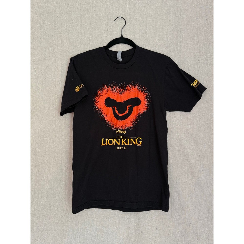 Disney The Lion King Movie Promo T-Shirt Black Simba Heart Graphic Mens Medium