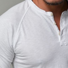 Men’s Long Sleeve Cotton T-Shirt Solid Slim Fit Button Up Tops Blouse Tee Casual