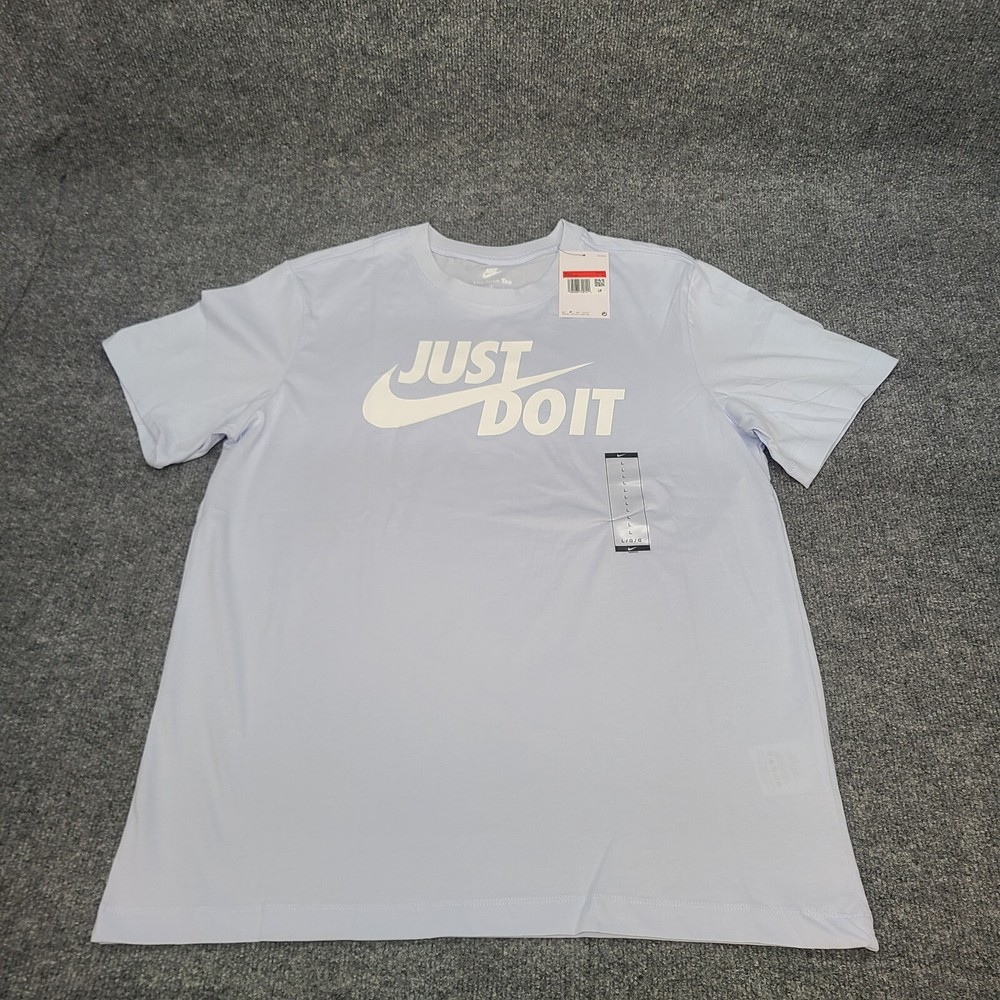 Nike Shirt Mens Large Blue Football Grey White Just Do It Cotton New Tee 55