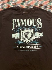 Y2K Famous Stars And Straps Logo T Shirt Sz L Black Hip Hop Grunge Rock