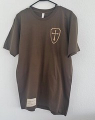 American Apparel Men’s Brown Religious Graphic Short Sleeve T-shirt Size Large
