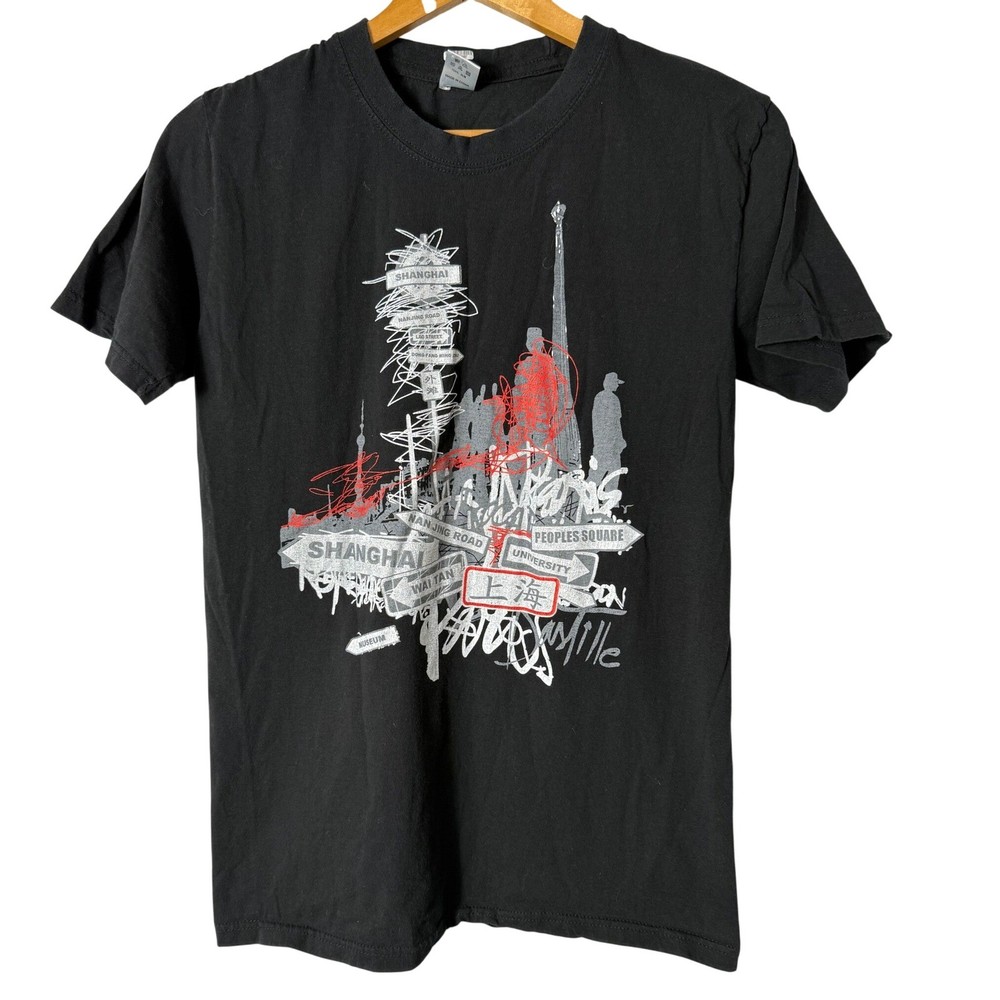 Miran Graphic Tee Sz L Shanghai China Urban Streetwear Black T-Shirt Travel
