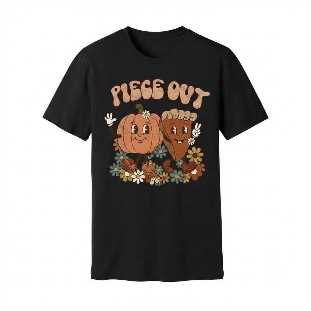 Retro Pie Out Pumpkin & Flower Thanksgiving Fall Vintage T-shirt