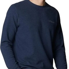 Columbia Men’s Pine Peak Waffle Long Sleeve Crew, Collegiate Navy Heather, NWT