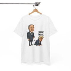 Netanyahu Trump Dog Funny Political Satire Graphic T-Shirt Tee – L020