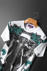New Fashion Elephant Rhinestone Summer Short Sleeve Luxury Men Trend T-Shirt