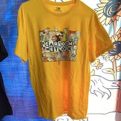 Cartoon Network Men’s L Yellow Graphic Logo Crew Neck Short Sleeve Cotton Tee
