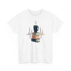 Retro Book Lover Coffee Reading Heartbeat Teacher T-Shirt