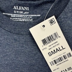 Alfani Mens Crewneck Short Sleeve Regular Fit Undershirt T-Shirt Heather Navy S