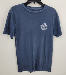 Vans Shirt Mens Small Blue Graphic Logo Short Sleeve Crew Neck Casual Beach