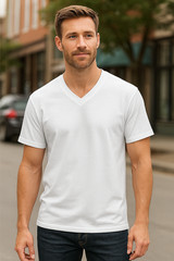 A1 Men’s Black V-Neck T-Shirts| white |multipack | Soft Cotton | Size 4X- Large