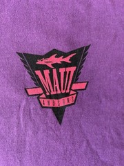 Maui And Sons Shirt Men Medium Purple Shark Neon Surf Skate Single Stitch 90s