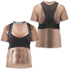 Realistic Hilarious Fitness Abs Gag T-Shirt, 3D Perfect Beach Body Print HS1014