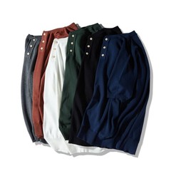 Knitted Henry Collar T-Shirt Men Summer Fashionable Short-Sleeved Top