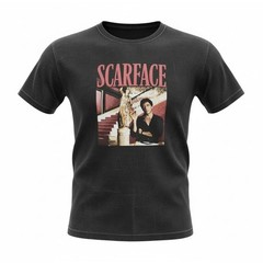 Scarface Tony Montana Graphic T-Shirt Mens Large Black Cotton Movie Promo Tee