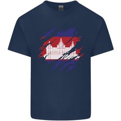 Torn Cambodia Flag Cambodian Day Football Mens Light Cotton T-Shirt